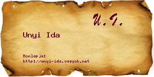 Unyi Ida névjegykártya